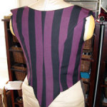 Stripey polonaise bodice, in-progress, back Stripey polonaise bodice, in-progress, back