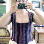 Stripey polonaise bodice, in-progress, mirror shot Stripey polonaise bodice, in-progress, mirror shot