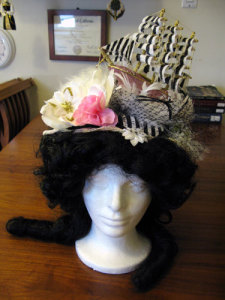 Wig with stripey ship
