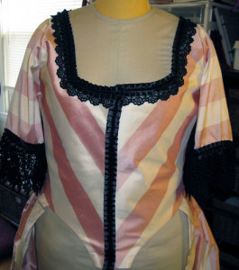 Pink stripey anglaise bodice