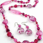 pinknecklace Pink necklace & earrings