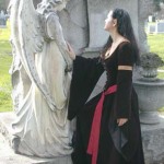 Trystan wearing Arwen mourning gown at Oak Hill Cemetery in San Jose Trystan wearing Arwen mourning gown at Oak Hill Cemetery in San Jose