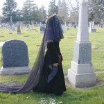 Trystan wearing Arwen mourning gown at Oak Hill Cemetery in San Jose Trystan wearing Arwen mourning gown at Oak Hill Cemetery in San Jose