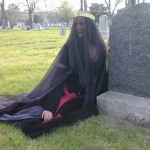 Trystan wearing Arwen mourning gown at Oak Hill Cemetery in San Jose Trystan wearing Arwen mourning gown at Oak Hill Cemetery in San Jose