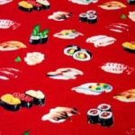 Red sushi-print cotton