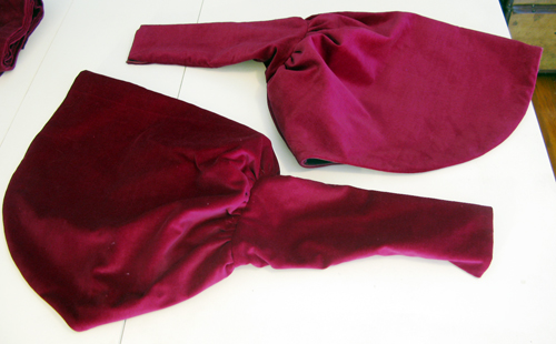 Sleeves, ready to be sewn into the gown Sleeves, ready to be sewn into the gown